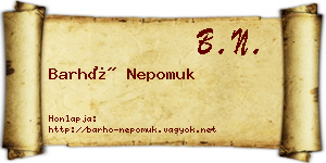 Barhó Nepomuk névjegykártya